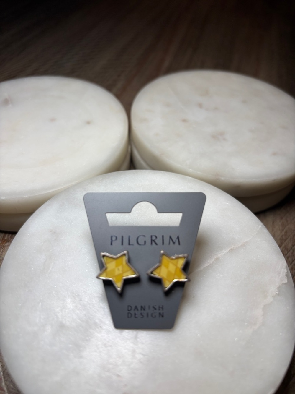 144 Pilgrim Yellow Star Enamel Stud Earrings